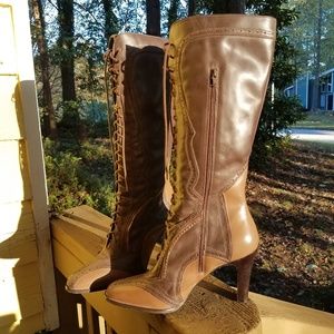 NWOT Leather Vintage Style Heeled Boots